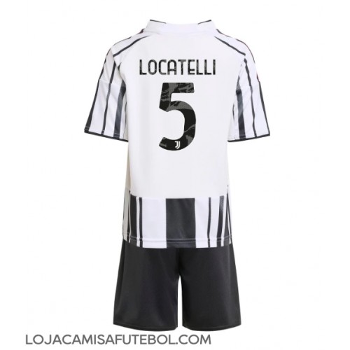 Camisa de Futebol Juventus Manuel Locatelli #5 Equipamento Principal Infantil 2025-26 Manga Curta (+ Calças curtas)